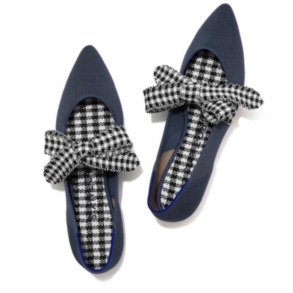 Rothy's Navy and Black Houndstooth Flats